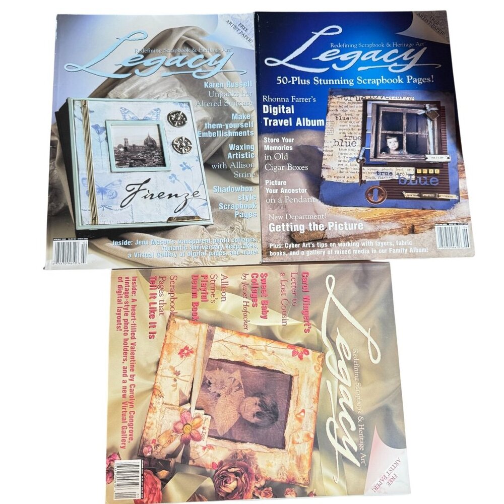 Legacy Scrapbook & Heritage Art Magazine Lot of 3 Dec/Jan Feb/Mar Apr/May 2005